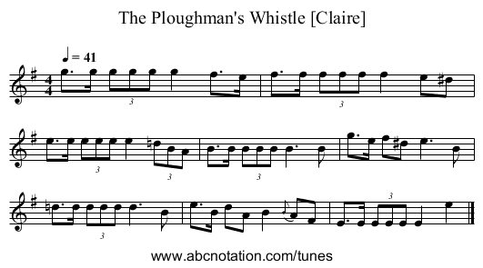 The Ploughman's Whistle [Claire] - staff notation