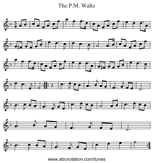 The P.M. Waltz - staff notation