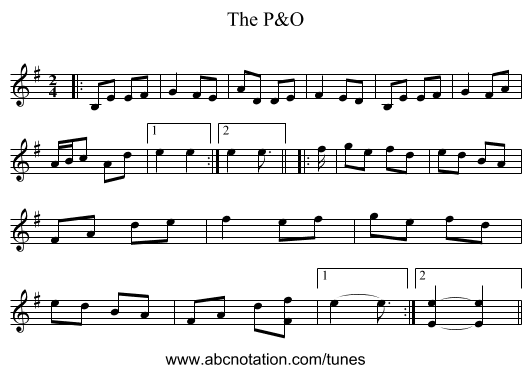The P&O - staff notation