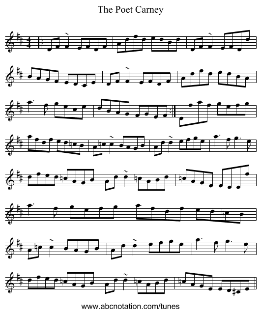 The Poet Carney - staff notation