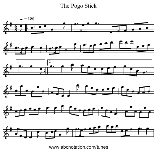 The Pogo Stick - staff notation