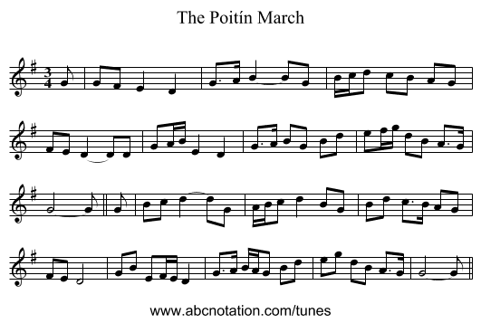 The Poitín March - staff notation