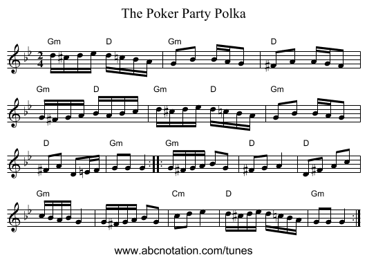 The Poker Party Polka - staff notation
