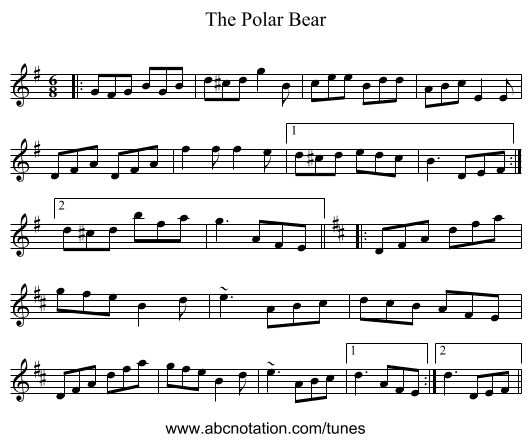 The Polar Bear - staff notation