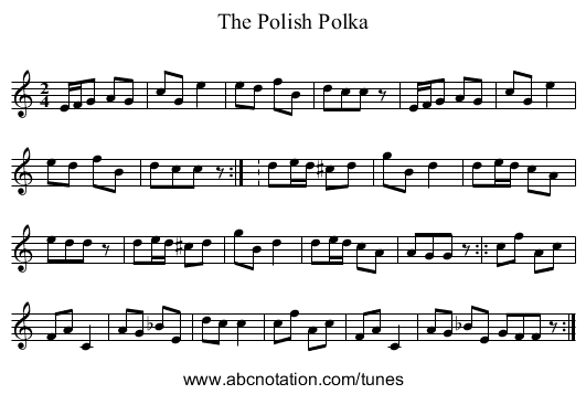 The Polish Polka - staff notation