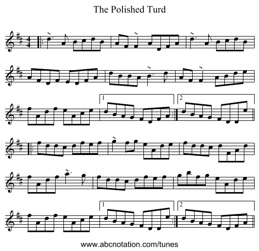 The Polished Turd - staff notation