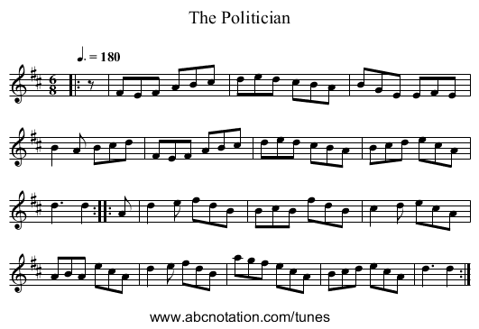 The Politician - staff notation