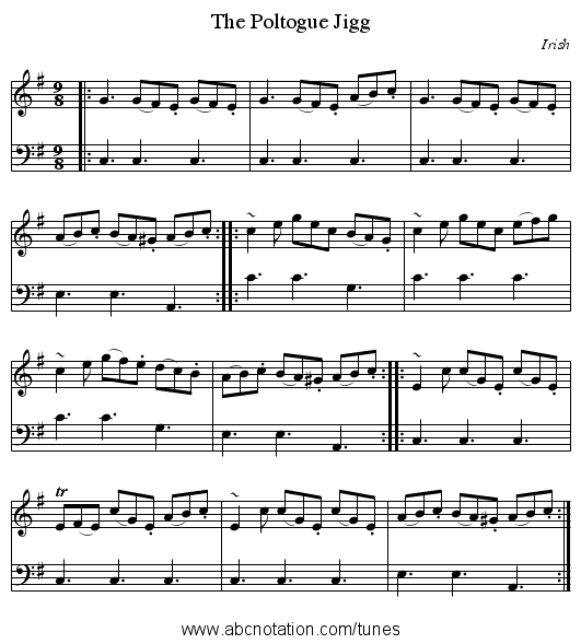 The Poltogue Jigg - staff notation