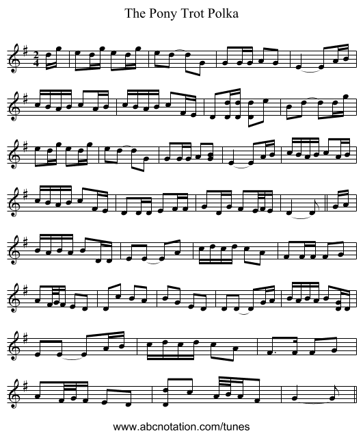 The Pony Trot Polka - staff notation