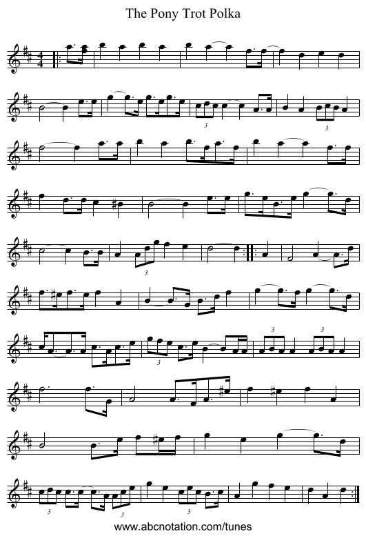 The Pony Trot Polka - staff notation