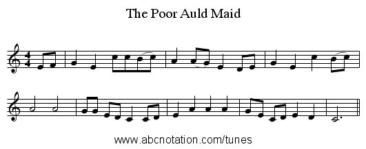 The Poor Auld Maid - staff notation