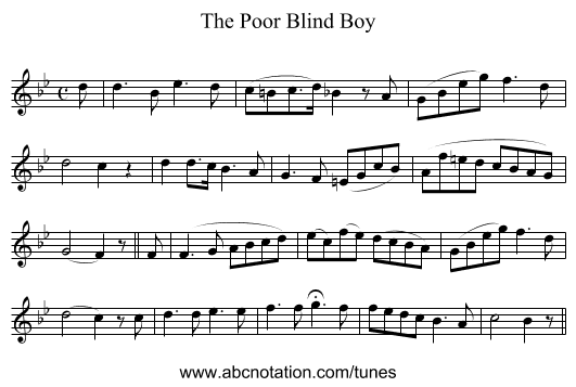 The Poor Blind Boy - staff notation