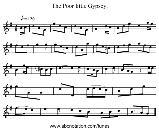 The Poor little Gypsey. - staff notation