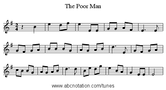 The Poor Man - staff notation