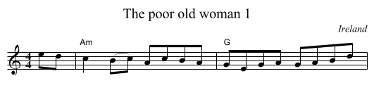 The poor old woman 1 - staff notation