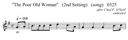 The Poor Old Woman   (2nd Setting)   (song)   0325 - staff notation