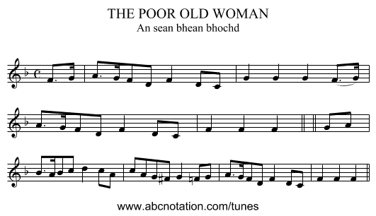 THE POOR OLD WOMAN - staff notation
