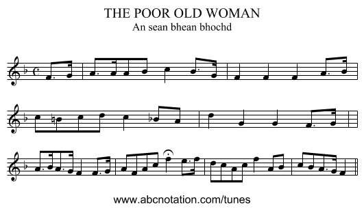 THE POOR OLD WOMAN - staff notation