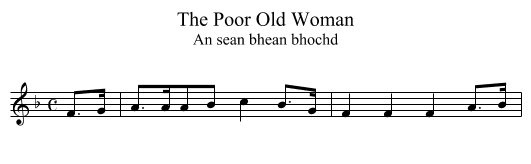 The Poor Old Woman - staff notation