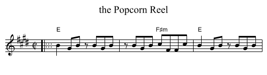 the Popcorn Reel - staff notation