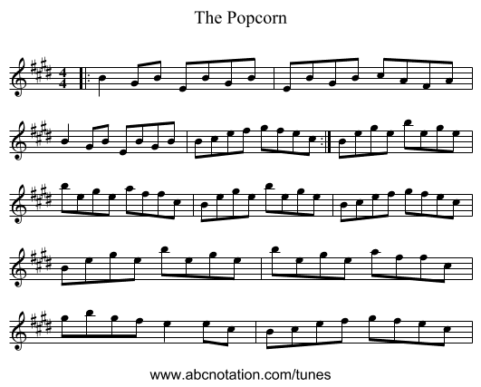 The Popcorn - staff notation