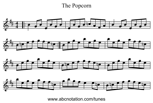 The Popcorn - staff notation