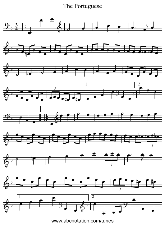 The Portuguese - staff notation