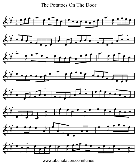 The Potatoes On The Door - staff notation