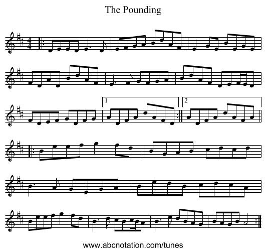 The Pounding - staff notation
