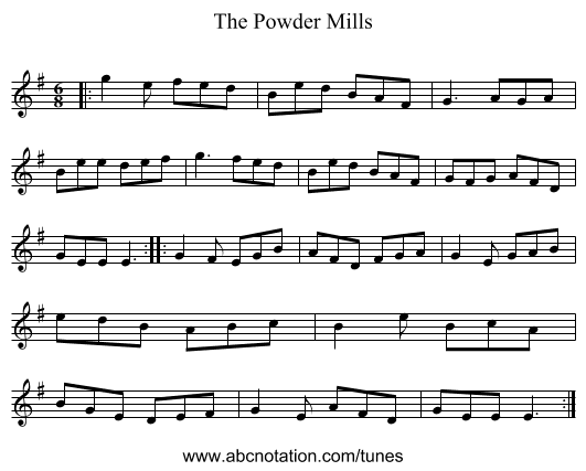 The Powder Mills - staff notation