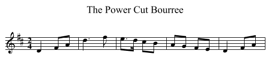 The Power Cut Bourree - staff notation