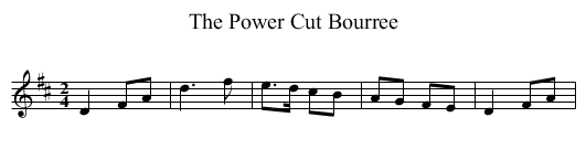 The Power Cut Bourree - staff notation
