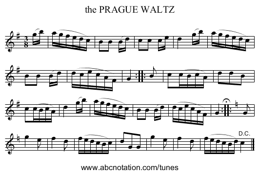the PRAGUE WALTZ - staff notation