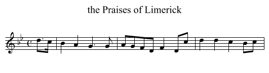 the Praises of Limerick - staff notation