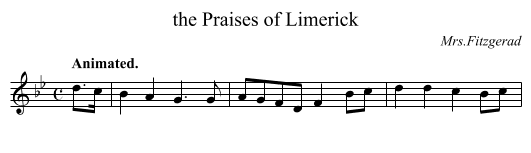 the Praises of Limerick - staff notation