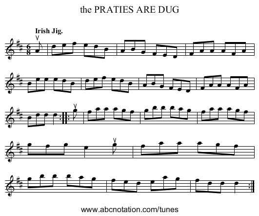 the PRATIES ARE DUG - staff notation