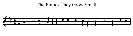 The Praties They Grow Small - staff notation