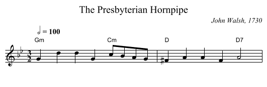 The Presbyterian Hornpipe - staff notation