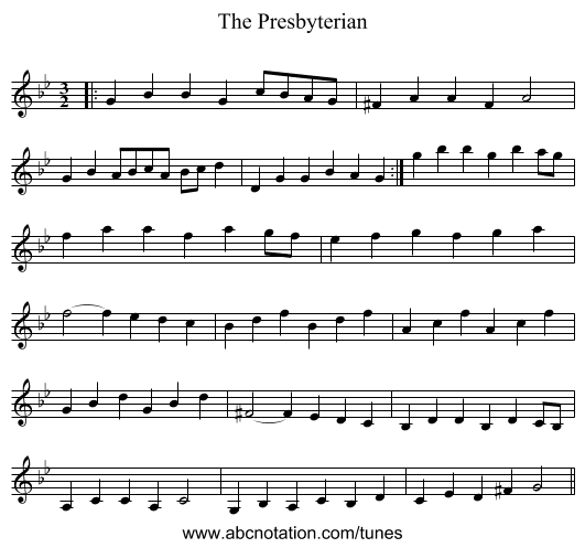 The Presbyterian - staff notation