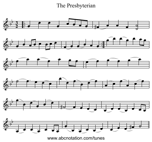 The Presbyterian - staff notation