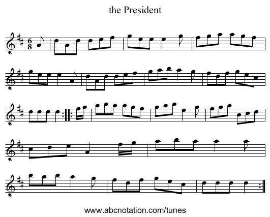 the President - staff notation
