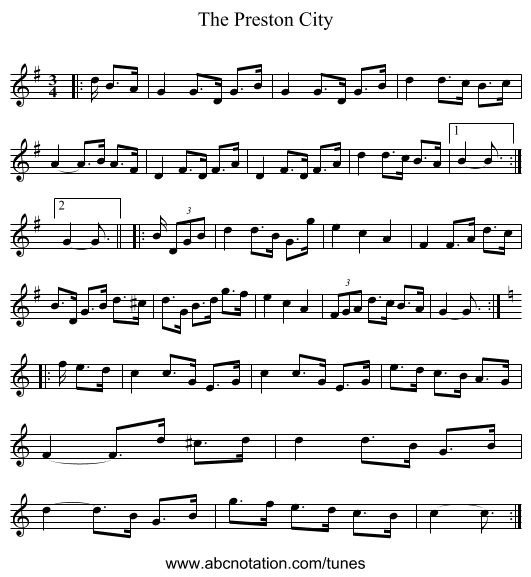 The Preston City - staff notation