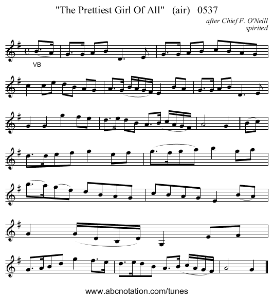 The Prettiest Girl Of All (air) 0537 - staff notation