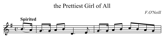 the Prettiest Girl of All - staff notation