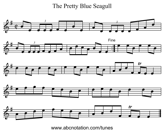 The Pretty Blue Seagull - staff notation