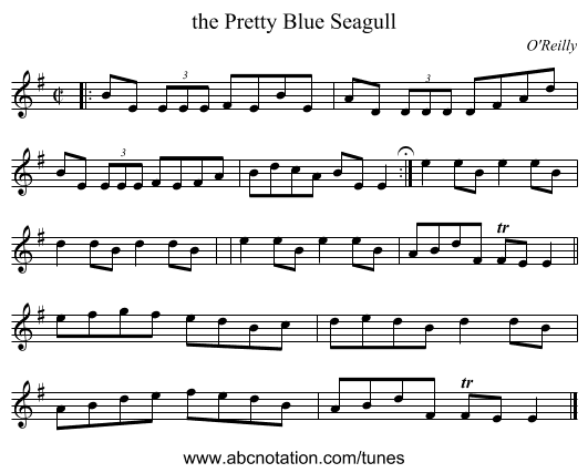 the Pretty Blue Seagull - staff notation