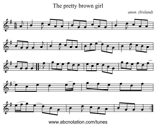 The pretty brown girl - staff notation