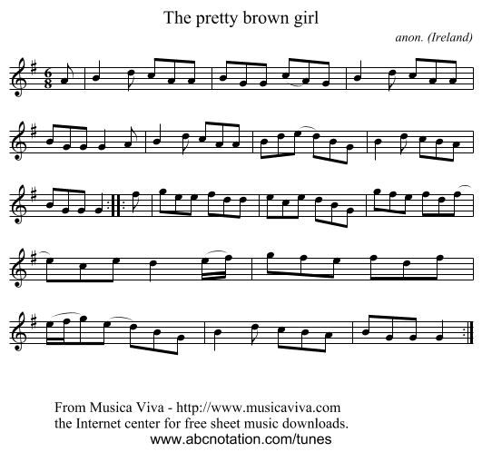 The pretty brown girl - staff notation