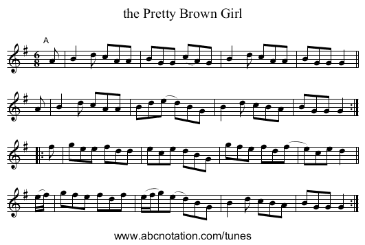 the Pretty Brown Girl - staff notation