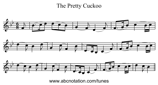 The Pretty Cuckoo - staff notation